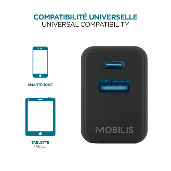 Chargeur secteur rapide 30W GaN - USB-C - pour Smartphone & Tablette