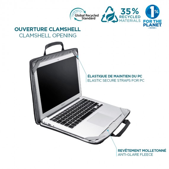 Sacoche compacte 12.5-14'' - 35% recyclé - Trendy Noire