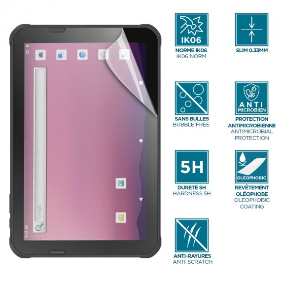 Screen protector for EDA10A 10'' unbreakable & anti-shock IK06 Clear finishing