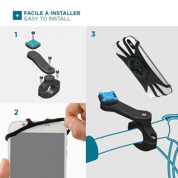 FYY Support Téléphone Vélo Universel, Support Téléphone Moto, [Rotatif à  360 °] Pince pour téléphone Portable pour Guidon de vélo pour iPhone