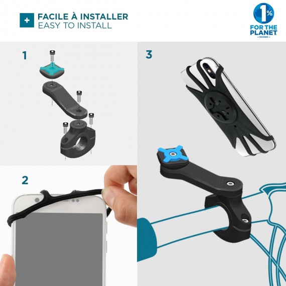 Support Téléphone Universel Pour Vélo – Silicone Noir – Montage Rapide NEUF