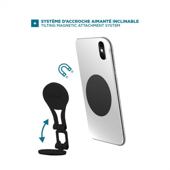 Kwmobile Support Autoadhésif Pour Smartphone - Sangle Doigt Magnétique Avec Stand - Noir, Universel
