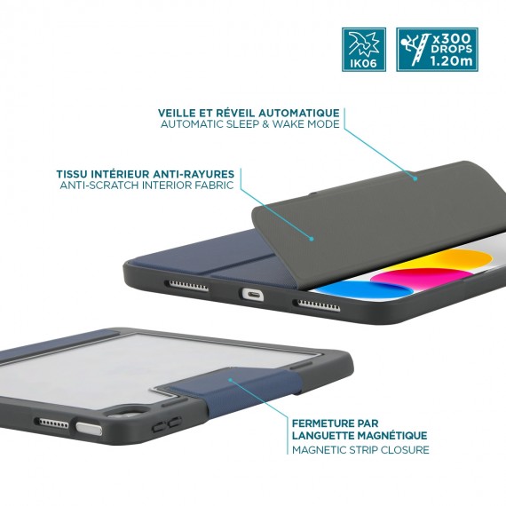 Housse Rotative 360° Pour IPad 11" 2025 & IPad 10 2022 - Dos Acrylique Transparent, Porte-crayon, Veille Automatique