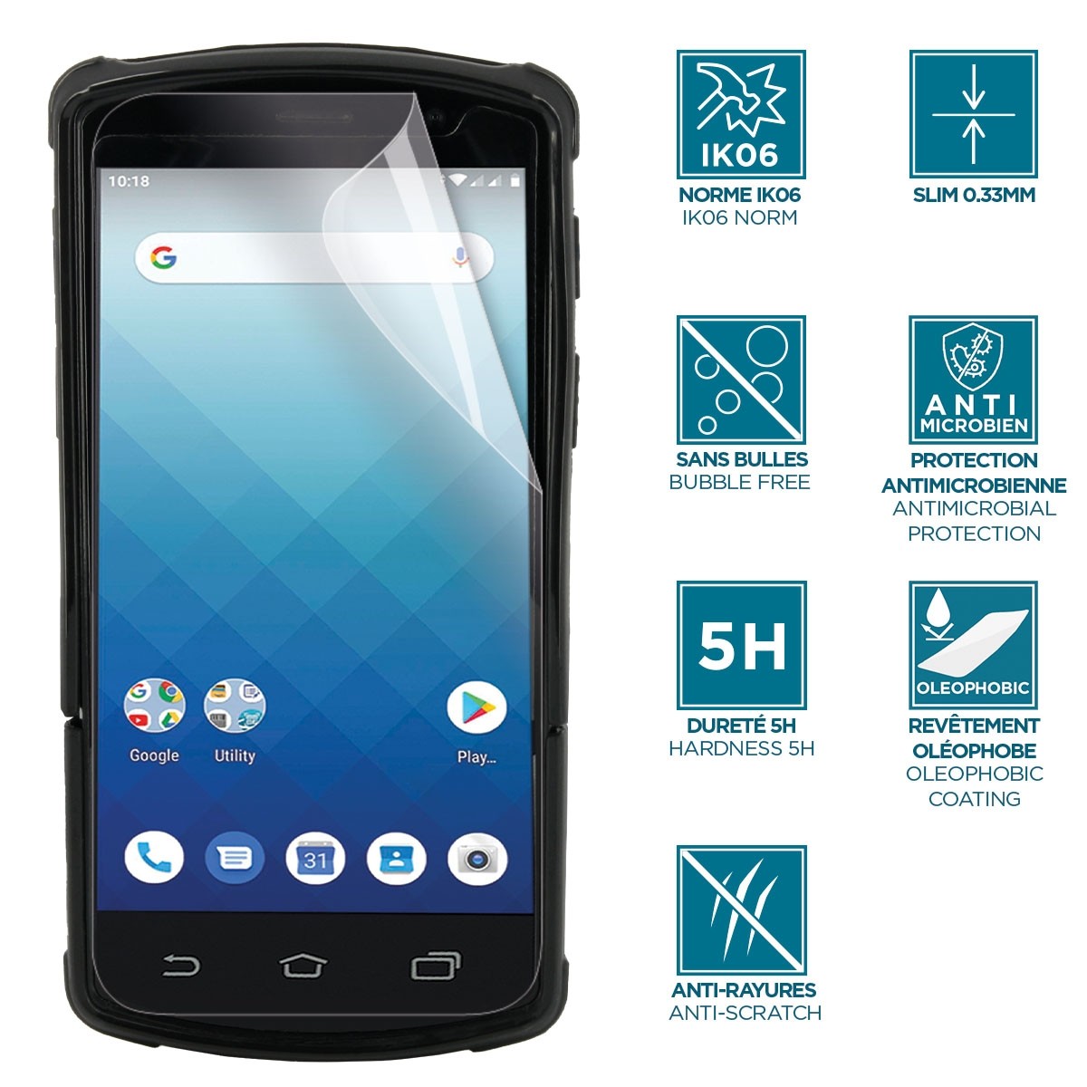 SAVVIES 6x Klare Schutzfolie (für Urovo DT50S 5,7