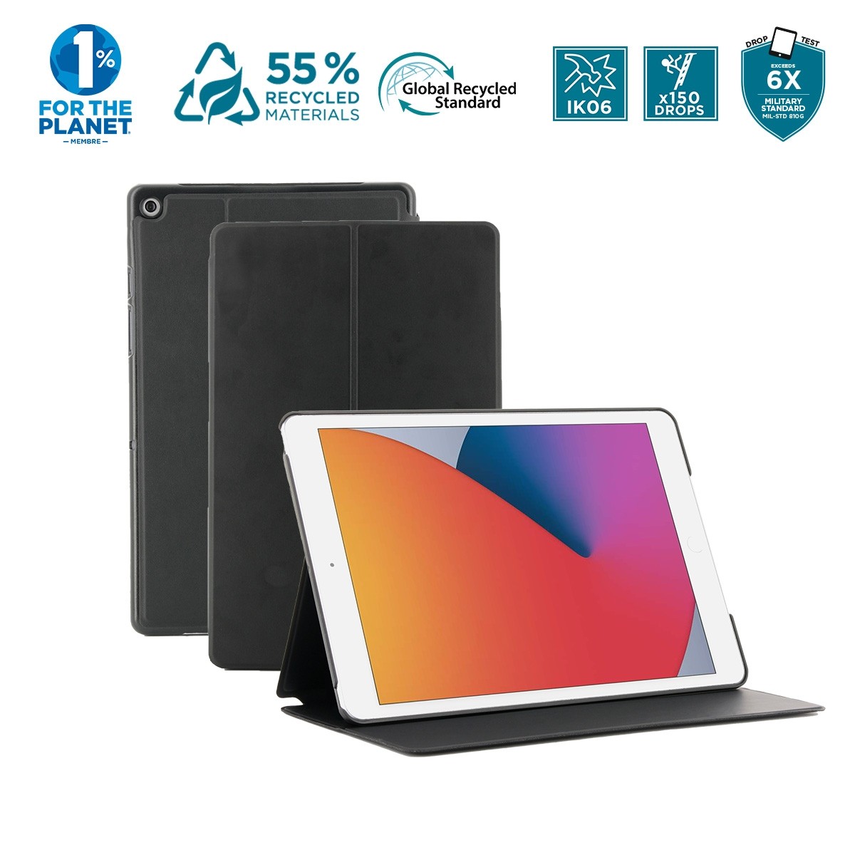 Coque IPad 10,2" 9e/8e/7e Génération – Support 3 Angles, Réveil/sommeil Automatique, Porte-stylet, Motif Lune (N11)