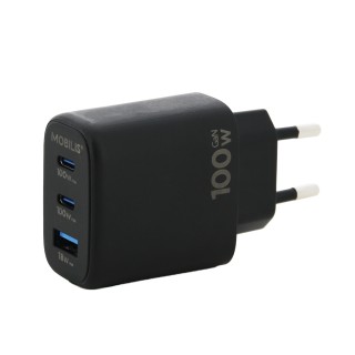 100W GaN Fast Wall Charger - 2 USB-C + 1 USB-A - for PC, Tablet & Smartphone