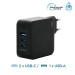 Chargeur secteur GaN 100W + câble 2m - 2 USB-C + 1 USB-A - pour PC, Tablette & Smartphone