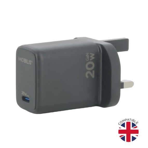 Fast Wall Charger UK - 20W - USB-C for Smartphone & Tablet 