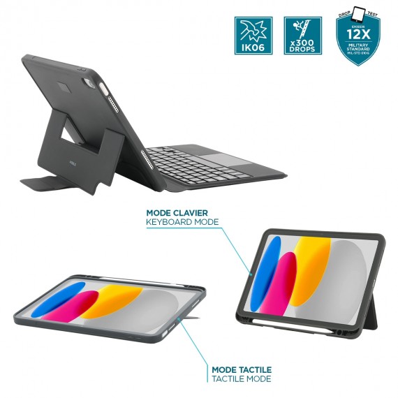 Protective case for iPad 10.9'' with detachable French Bluetooth® keyboard + touchpad