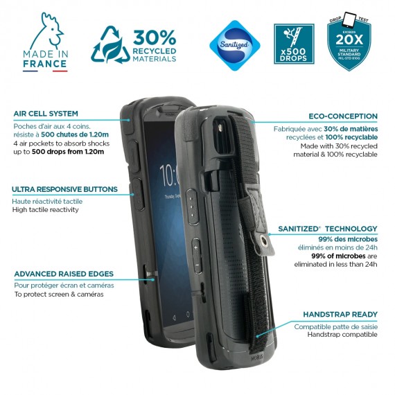 MOBILIS Guscio Protettivo Per Zebra TC53e/TC53/TC58 – Custodia Robusta Con Fascia Di Presa E Supporto Stilo, Compatibile Con Stazione Di Ricarica, Nero