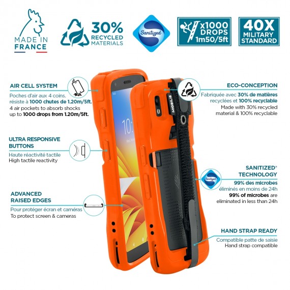 Rugged protective case for Zebra TC22 - TC27 + handstrap - PROTECH