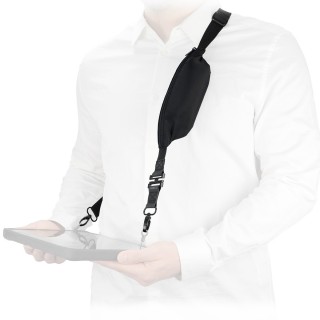 Universal shoulder strap with secure opening system + expandable pocket - 2 attachment points 
