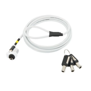 Security cable, slim pivoting head, with key lock master key compatible, in steel, for Wedge© slot