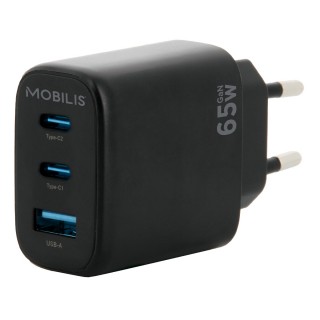 Wall Charger GaN - 65W - 2 USB-C + USB-A for Laptop, Tablet & Smartphone