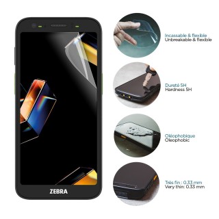 Screen protector for Zebra TC501 - TC701 - unbreakable & anti-shock IK06 - Clear finishing