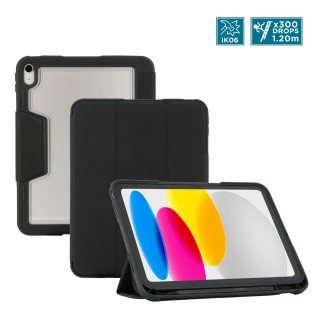 Ultra rugged protective case with transparent back and reinforced corners for iPad 11'' 2025 (11th gen) - iPad 10.9'' (10th gen) - Black