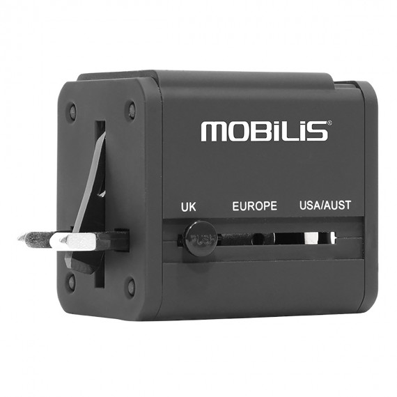 Worldwide travel adaptor + 2 ports USB 2,1A - Compatible 155 countries