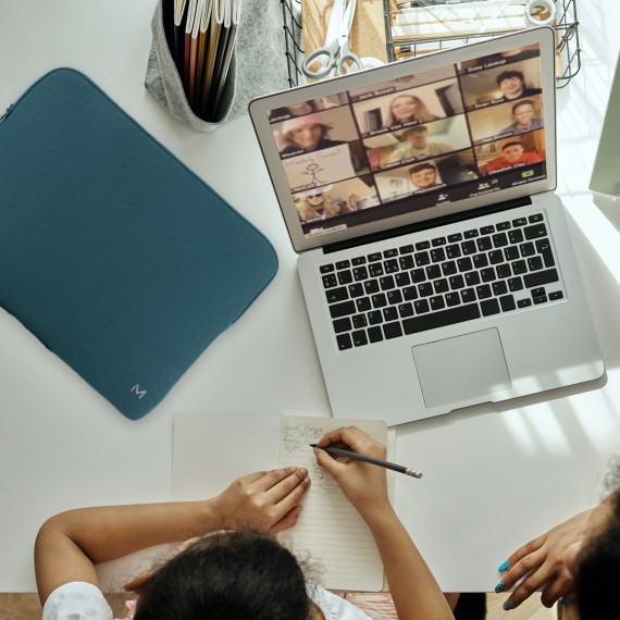 Skin memory foam laptop sleeve up to 14'' - Prussian Blue & Grey