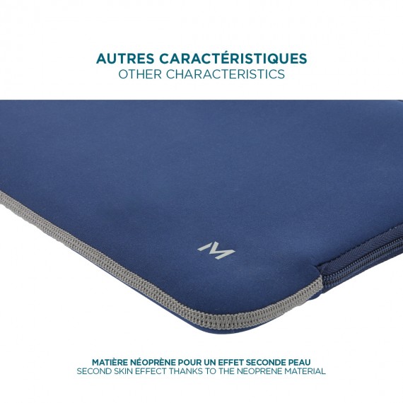 Computer sleeve up to 16'' - Navy Blue & Grey 