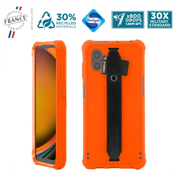 Rugged protective case for Galaxy XCover 7 Pro + handstrap - PROTECH - Orange