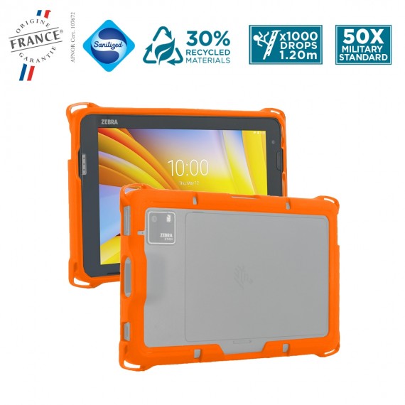 Reinforced protective case for Zebra ET401 10" with scanner - PROTECH - Safety Orange