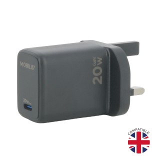 Fast Wall Charger UK - 20W - USB-C for Smartphone & Tablet 