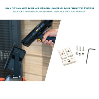 Pack of 3 magnetic studs for Pistol Grip terminal / Forklift holster