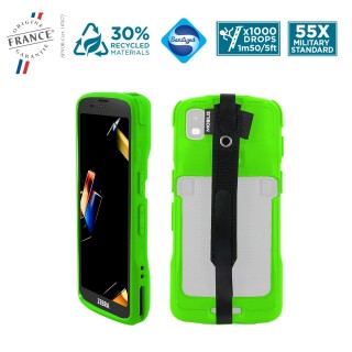 Reinforced protective case for Zebra TC101 - TC201 + grip strap - PROTECH - HI-VIS Green