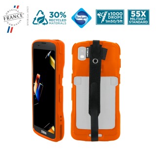 Reinforced protective case for Zebra TC101 - TC201 + grip strap - PROTECH - HI-VIS Orange